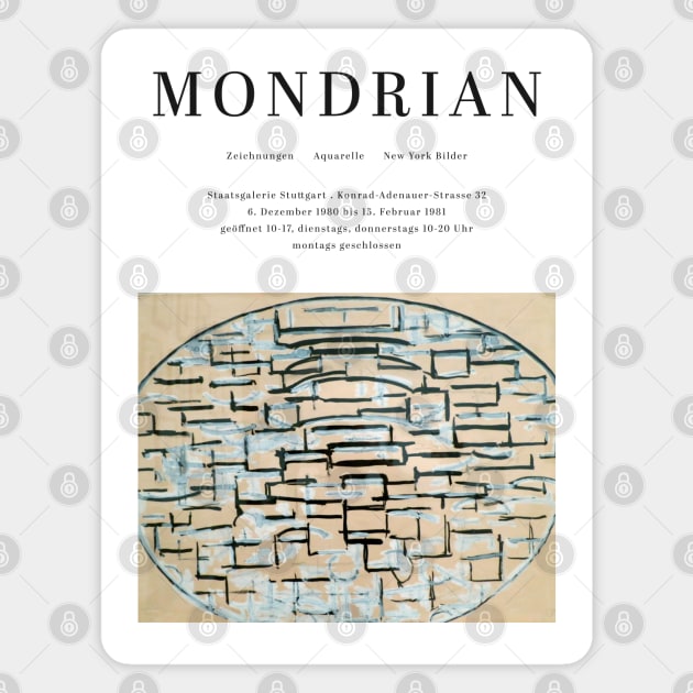 Mondrian Exhibition Art Poster 1980 - Ocean I Magnet by notalizard